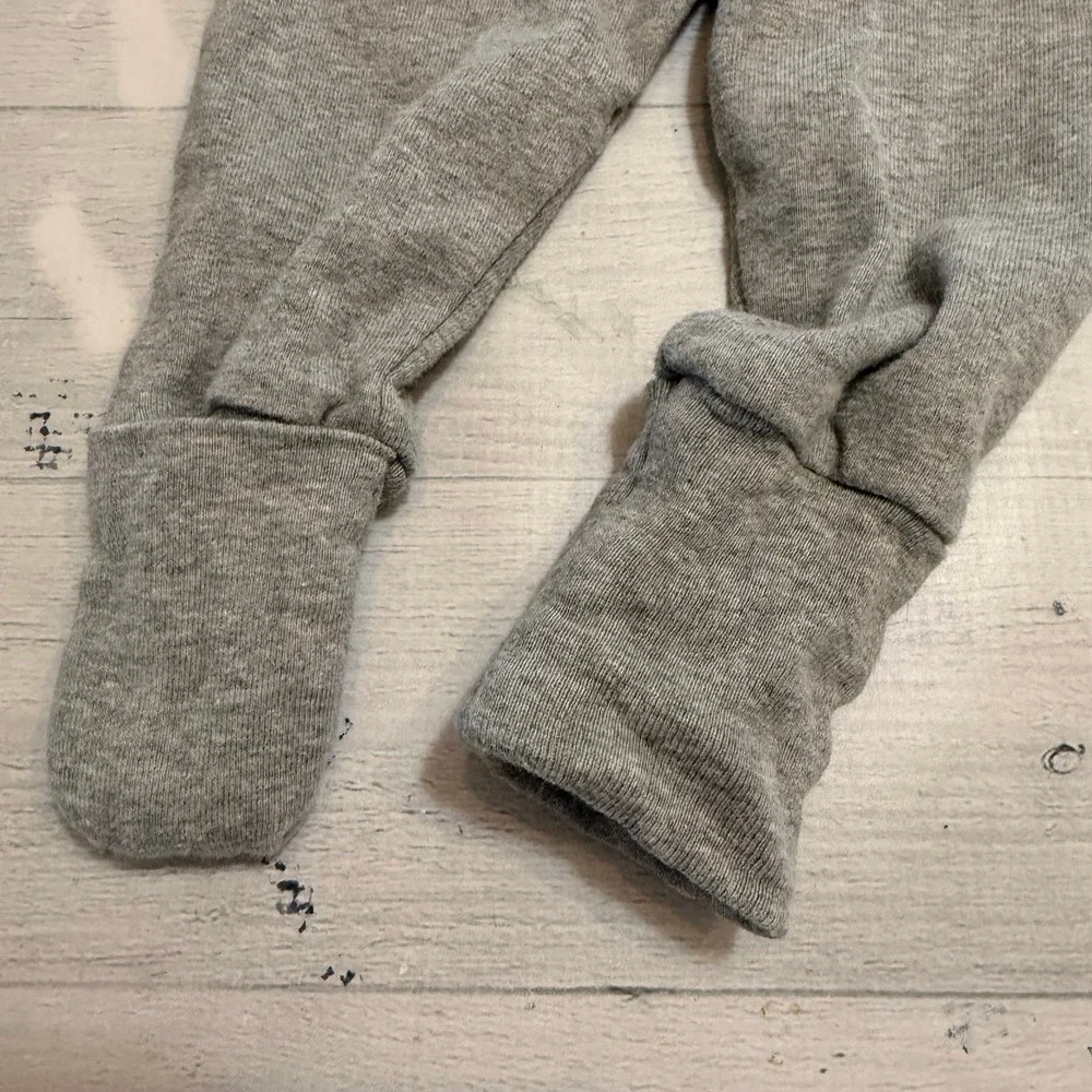 Primary baby grey and white kimono top‎ with grey pants 3/6 months
